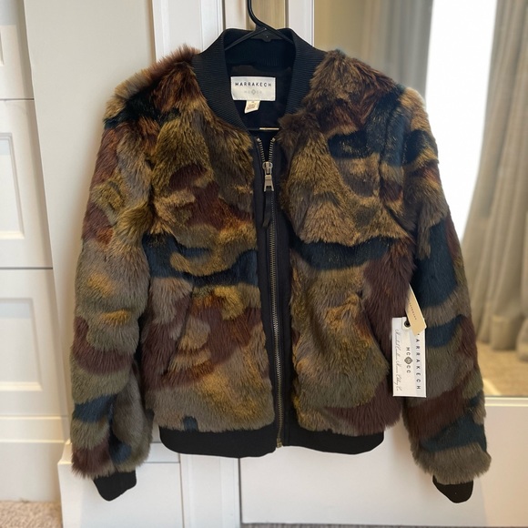 Anthropologie Marrakech camo faux fur bomber jacket - Picture 2 of 6